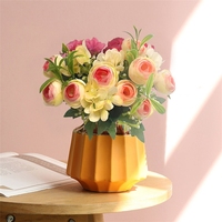 Buket Mawar Buatan, Bunga Sutra Buatan, Mawar Peony Kecil untuk Dekorasi Acara, Kue Pernikahan, dan Hadiah