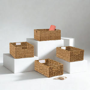 Cesta de Almacenamiento Rectangular de Mimbre Ecológico con Estructura de Alambre Resistente, Estilo Vintage, para Organización de Toallas de Baño, Marca Líder Global - Product Image 1