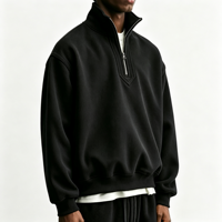 Sweat-shirt personnalisé en coton épais 400 g/m² à col zippé pour homme, coupe oversize avec épaules tombantes, pull d'hiver en molleton zippé pour homme