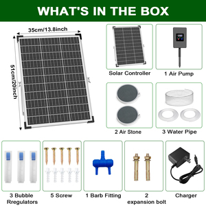 Aeration System Timer Thirty Watt Solar Aerator Two Outlets 8800Mah <b>Battery</b> Air Hoses For Fish Pond Aquaculture Tank - Product Image 6
