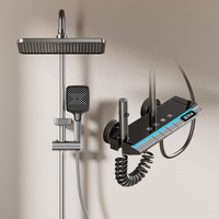 Mélangeur de bain Piano Ensemble de douche Lumière LED Affichage numérique 4 fonctions Système de pluie Raccords de salle de bain Pomme de douche avec jet
