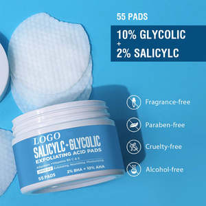 Tampons exfoliants doux et lisses pour le visage à l'acide salicylique-glycolique, personnalisés OEM/ODM, en <span class=keywords><strong>coton</strong></span> - Product Image 1