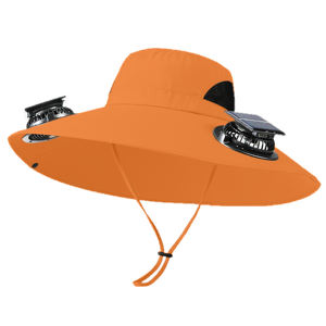 High Quality Polyester <b>Large</b> Brim Solar <b>Fan</b> Hat ROHS for Customized Color Summer Outdoor Waterproof Clean Energy - Product Image 1