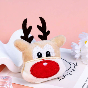Cheap Wholesale Fluffy Christmas Reindeer Cherry Nose Keychain Plush Toys 4inch Stuffed Animal Toys <b>Arcade</b> Game for Party Favor - Product Image 1