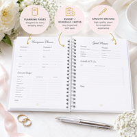 Carnet de notes personnalisé pour mariage, spirale, couverture blanche, dorure à chaud, nom personnalisé, OEM ODM, vente en gros en usine