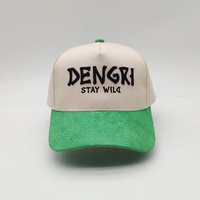Casquette Oem personnalisée de haute qualité brodée en 3D de logo en daim et coton Casquette 5 panneaux avec cadre bicolore Casquettes de baseball de sport Gorras
