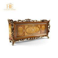 Mobilier de salle à manger classique de luxe européen ensemble table et chaises cadre en bois sculpté royal table à manger en marbre avec 6 chaises