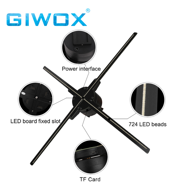 Giwox 3d Hologram Fan Video Wall Projector 65SD High Resolution 3D Holographic Led Fan for Indoor Display