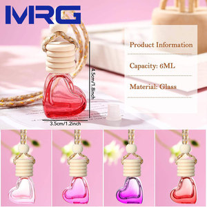 Botella de Perfume colgante en forma de corazón de 6ml, difusor de aceite esencial para coche, tapa de madera, botella de fragancia recargable, botellas de vidrio - Product Image 2