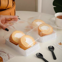 Boîte d'emballage en plastique transparente en PET de 1 mm d'épaisseur à double grain pour gâteau roulé, à usage unique