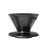 Filtre à café en céramique noir mat avec base stable et canaux de flux internes pour le brassage par déversement, réutilisable, durable, capacité de 400 ml