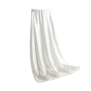 2026 Dropshipping Women <strong>Patchwork</strong> Lace Long <strong>Skirt</strong> Summer Minimalist Casual Blank Loose Midi Mermaid Satin <strong>Skirts</strong> - Product Image 5