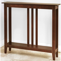 Table console élégante et moderne de luxe à profil fin pour le salon, avec étagère de rangement inférieure, en MDF brun, montage facile