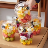 Gobelets en plastique jetables sans BPA avec logo personnalisé 8/12/14/16/24/32oz, contenants pour smoothies, salades, fruits, bols d'açaï avec couvercles
