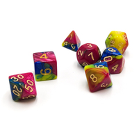 Lot de 7 dés polyédriques DND personnalisés en résine écologique peints à la main pour jeux de rôle sur table (Dungeons & Dragons)