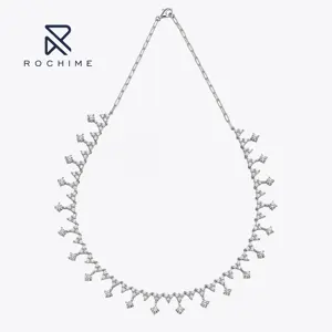 Rochime Fashion Jewelry Dewdrop Diamond Necklace 925 Silver Luxury Women Fine Zircon Custom Jewelry Necklaces