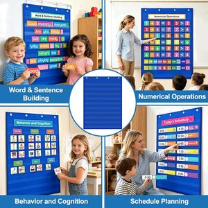 Tablero de bolsillos de 43 x 28 pulgadas, resistente, transparente, para colgar en el aula, para actividades de aprendizaje de palabras y letras - Product Image 6