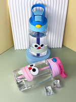 Schattige Cartoon Kids Plastic Sippy Cup Deksel Stro Promotionele Sport Fruit Waterfles Terug School Gym Outdoor Activiteiten Koken Proof