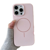 Casing Ponsel Magnetik Silikon Warna Polos untuk iPhone 16 Pro Max 15 Plus 13 14