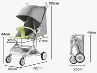 Poussette Bébé de Luxe Pliable Facilement avec Cadre en Alliage d'Aluminium Supportant 20 kg et Style Simple