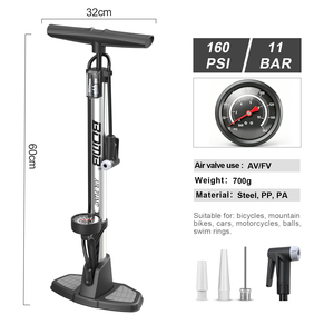 ปั๊มลมจักรยาน BOMO Track Pump แบบตั้งพื้น 160 PSI 11 บาร์ พร้อมเกจวัดแรงดันแบบอนาล็อก หัววาล์วคู่ สำหรับจักรยานเสือหมอบและจักรยานเสือภูเขา - Product Image 2
