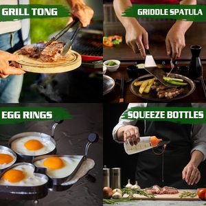 Ensemble d'outils de barbecue en acier inoxydable, spatule de barbecue résistante à la chaleur, accessoires de barbecue pour l'extérieur, ensemble d'ustensiles de barbecue - Product Image 2