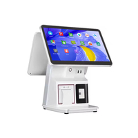 Sistem POS Android all-in-one layar sentuh ganda 15,6 inci, Mesin Kasir, Printer, Scanner, Terminal Kasir Ritel Supermarket