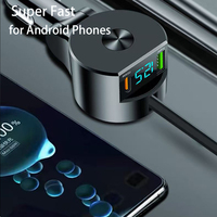 Chargeur de voiture USB C 65W à charge ultra rapide avec affichage de la tension et câble Type C rétractable pour iPhone 16 – Produits Dropshipping 2025