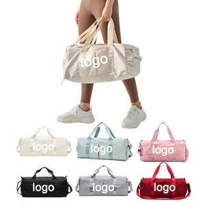 Bolsa de deporte de lona con logotipo personalizado para mujer/hombre, bolsa de viaje de fin de semana con bolsillo húmedo y compartimento para zapatos, bolsa de lona con forro de poliéster - Product Image 4