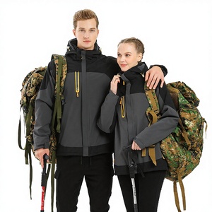 Autumn Winter Hiking Waterproof Hooded Men <b>Fleece</b> <b>Jacket</b> with Zipper Stand Collar Soft Shell Outdoor - Product Image 2