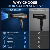 Sèche-cheveux professionnel à prix compétitif, température constante, séchage rapide, céramique PTC, 3 réglages de chaleur, avec lumière LED