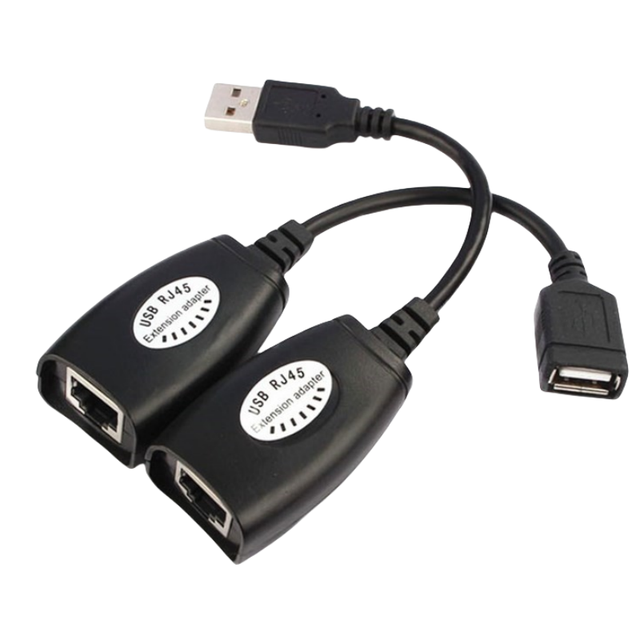 Brand New USB 2.0 Extension Adapter with 50m USB to RJ45 150ft PVC Black Cable for Laptop Use Short Circuit Protection