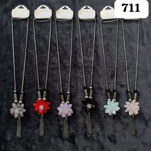 PingBling Collar largo multicolor para mujer, con diseño de flor de pétalos en capas, cadena colgante con centro de cristal y borla, chapado en zinc negro - Product Image 2