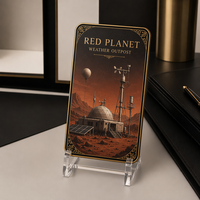 Cartes à collectionner en métal Premium Red Planet, impression UV HD personnalisée, acier inoxydable, pour les fans de science-fiction et cadeau de luxe