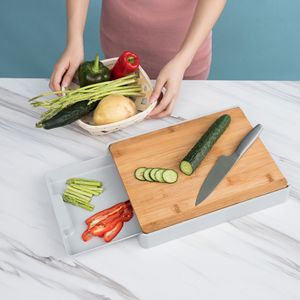 Ustensiles de cuisine polyvalents Planche à découper <span class=keywords><strong>en</strong></span> bambou ou <span class=keywords><strong>en</strong></span> <span class=keywords><strong>bois</strong></span> avec plaque de rangement Grande planche à découper coulissante épaissie pour table - Product Image 2