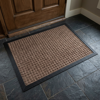 Tapis de porte anti-bactérien en polyester recyclé à boucles, avec envers en caoutchouc, résistant à l'eau, antidérapant, lavable, facile à nettoyer, fin