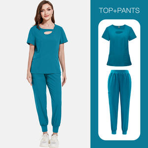 Ensemble de blouses médicales pour femmes, tissu dobby en polyester ajouré sexy, vêtements d'infirmière, robe chirurgicale deux pièces avec blouse blanche, fabriqué en Chine - Product Image 5