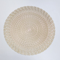 Set de table rond en PVC brillant imitation paille tressée, écologique, pour cuisine, décoratif, résistant à la chaleur