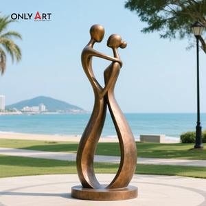 รูปปั้นทองสัมฤทธิ์รูปหัวใจคู่รักพิมพ์ลายเฉพาะรูปปั้นคู่รักทันสมัยรูปปั้นบรอนซ์คู่หัวใจ - Product Image 3