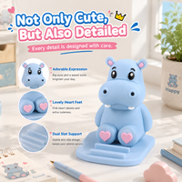 Support de téléphone portable en forme d'hippopotame mignon, support de téléphone portable en forme d'animal, décoration de bureau, support de téléphone portable kawaii, accessoires de bureau, cadeau