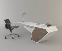 Bureau de direction moderne et durable en surface solide incurvée, grand format, écologique et luxueux