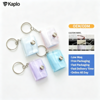 Kaplo Gantungan Kunci Album Foto Mini PVC Transparan dengan Glitter 1-Inci/2-Inci, Tempat Kartu ID & Kotak Penyimpanan K-Pop