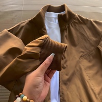 Blouson bomber classique kaki pour homme, col côtelé, fermeture éclair intégrale, veste décontractée avec poches latérales à rabat