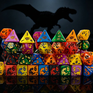 Juego de Dados Poliédricos de Acrílico Multicolor D4-D20 para Juegos de Rol Dungeons & Dragons, Diseño de Dinosaurios, Venta al Por Mayor - Product Image 3