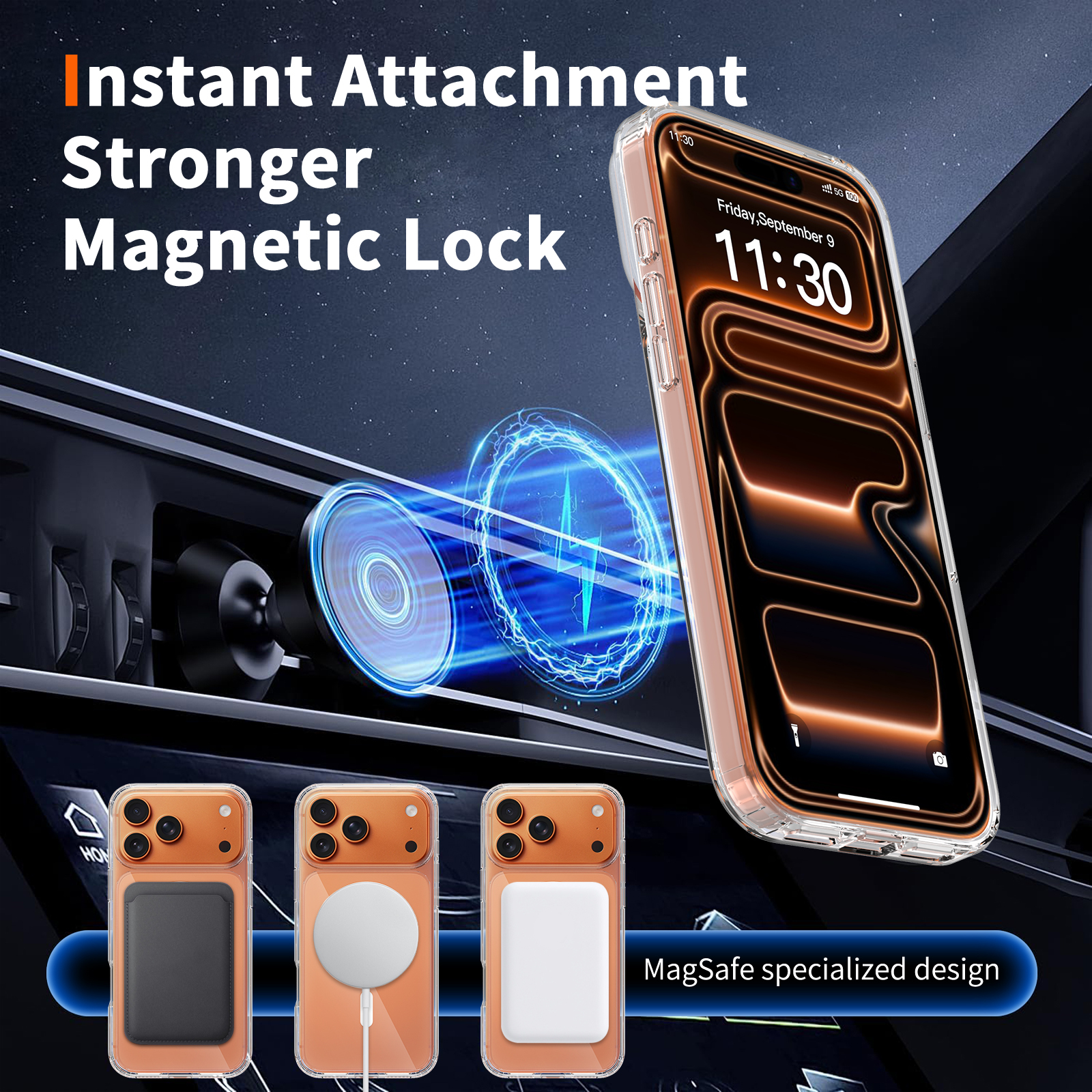 Factory Clear Anti-Scratch Anti-Yellow Cover Magnetic Mobile Phone Case for iPhone 16 17 18 Pro Max Case With Wireless Charging · image 5