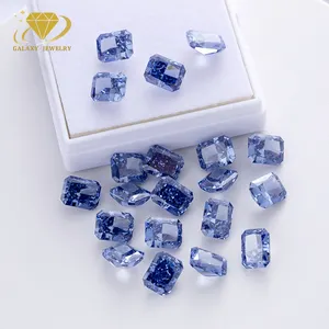 人造松散宝石冰花切割立方氧化锆浪漫蓝色矩形形状辐射切割合成锆石石