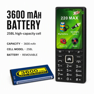 Teléfono Móvil 220 Max, Pantalla de 2.4 Pulgadas, Batería de Gran Capacidad, Doble SIM, Teléfono Celular <span class=keywords><strong>para</strong></span> <span class=keywords><strong>Personas</strong></span> <span class=keywords><strong>Mayores</strong></span>, Desbloqueado, 3G, Teléfonos con Funciones - Product Image 3