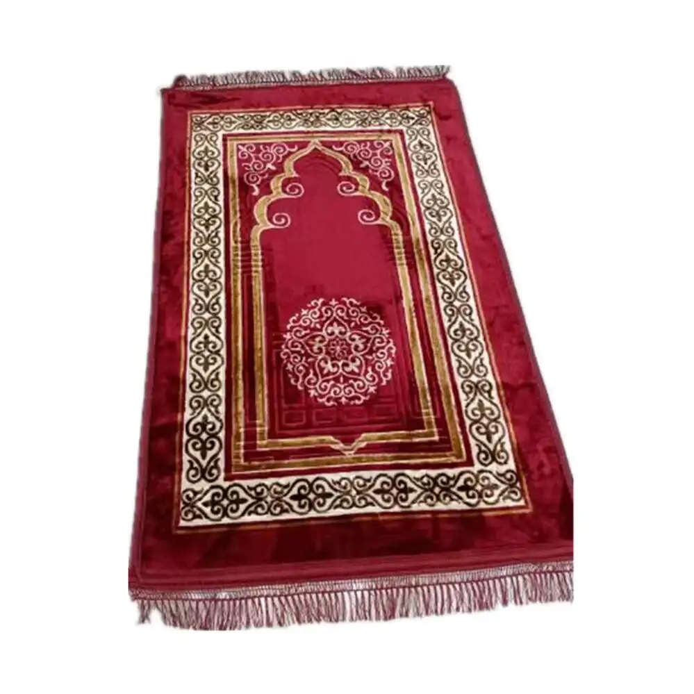 Tapis de prière en mousse de couleur rouge, cadeau, tapis de prière islamique 1kg 80x120, usine directe, personnalisé, vente en gros, floral