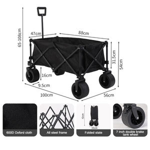Carretilla Plegable Todoterreno Personalizada, Resistente, Ajustable, para Jardín, Playa, Picnic y Camping - Product Image 1