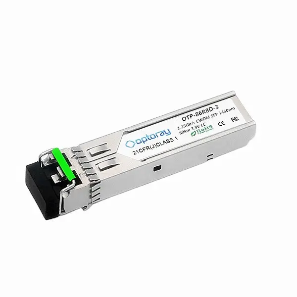 Módulo de fibra óptica SFP cwdm 1450nm Gigabit 1.25G 80km transmissão de fibra dupla LC modo único para comunicações ópticas de dados